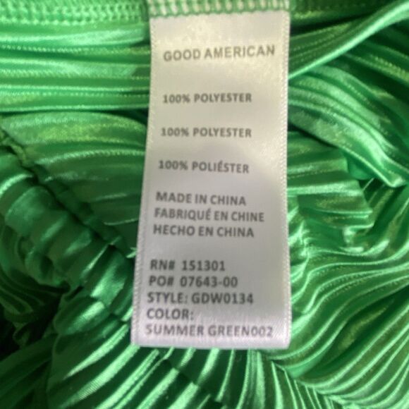 Good American Always Fits Green Plisse Slip Dress size Large (3-4) Midi pleat - Picture 7 of 7